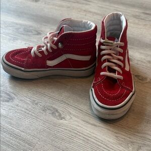 Vans Kids Red and White High-Top Sneakers